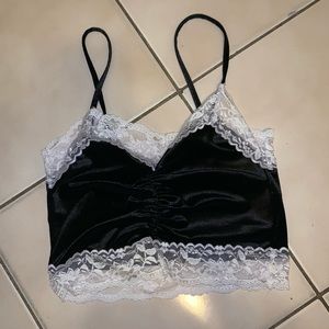 Velvet lace crop tank